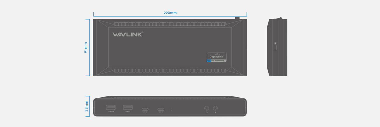 Wavlink USB C Dual 4K HDMI&DP Universal Docking
